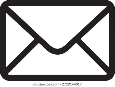 Esta Imagen representa una representación simple y minimalista de un sobre. La envolvente se muestra en un estilo plano y bidimensional con una solapa distintiva y un pliegue central. Está delineado en negro y lleno de blanco, creando un contraste claro contra el fondo.