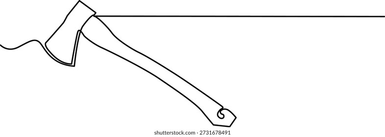 This image depicts a simple, straightforward illustration of an axe. The axe features a long handle and a single cutting edge. The design is minimalistic, focusing on the basic shape and structure of the tool. The illustration is in black and white, emphasizing the form and function of the axe without additional details or embellishments.