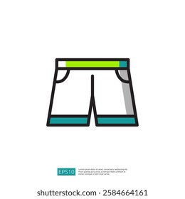 This image depicts a simple, stylized illustration of a pair of shorts, emphasizing a sporty and casual design suitable for leisure or athletic activities.