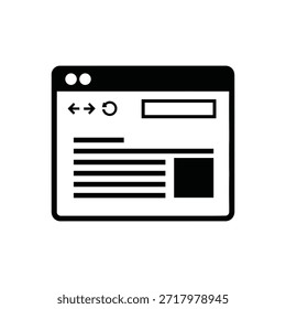 Esta Imagen muestra una interfaz de navegador de Web simplificada. Incluye Elementos estándar del navegador, como Botones de navegación hacia atrás y hacia adelante, un Botón de actualización, una barra de direcciones y un área de contenido con múltiples líneas Horizontales de texto y una Pequeña Imagen o ícono en el lado derecho.