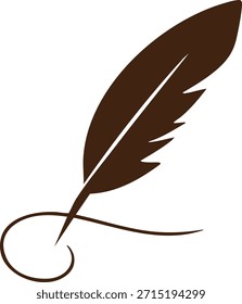Esta Imagen representa una sola pluma, un instrumento de escritura tradicional. La pluma está ilustrada en un estilo simple y elegante, mostrando su forma natural y su delicada estructura. Es probable que esté hecho de una pluma de pájaro, comúnmente utilizada para escribir antes de la llegada de los bolígrafos modernos.