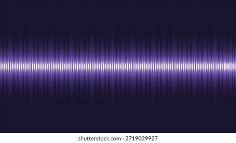 This image depicts a sound wave pattern in shades of purple against a dark background. The wave appears to be a visual representation of audio, with a consistent amplitude and frequency, creating a symmetrical and visually appealing pattern.