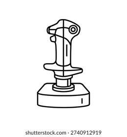 This image depicts a standalone joystick controller with a dual-axis stick and a circular base. It appears to be designed for gaming consoles or flight simulators, featuring a simple yet functional design with a central stick for directional input and a pair of buttons on top for additional controls. The joystick is mounted on a round, flat base for stability.