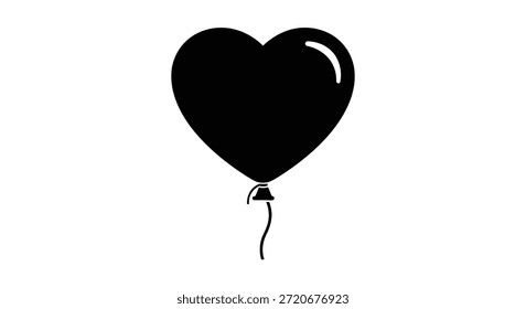 Dieses Bild zeigt einen auffälligen schwarzen Herzballon mit einem unverwechselbaren Silhouettenstil.