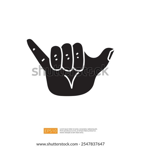 This image depicts a stylized hand gesture commonly known as the "shaka" sign, often associated with Hawaiian culture, symbolizing friendship and goodwill.