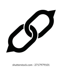 Esta Imagen representa un ícono estilizado con dos Enlaces interconectados. El diseño es minimalista con un esquema de color blanco y negro. Los Enlaces están representados de una manera audaz y simple, enfatizando el concepto de conexión y unidad.