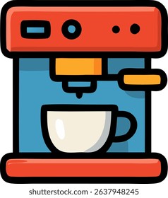This image depicts a stylized illustration of a coffee machine. 