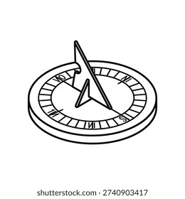 This image depicts a stylized, minimalist illustration of a traditional compass. The compass features a circular base with radial lines indicating direction, and a central arrow pointing north. The design is clean and straightforward, emphasizing functionality and simplicity, ideal for navigation or thematic use.