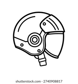 This image depicts a stylized, modern helmet designed with a circular visor and intricate details around the eye area. The helmet features a series of ventilation holes and a chin strap with a buckle, giving it a high-tech and futuristic appearance. The design suggests functionality and advanced engineering, possibly for use in space, motorsports, or other high-performance environments.