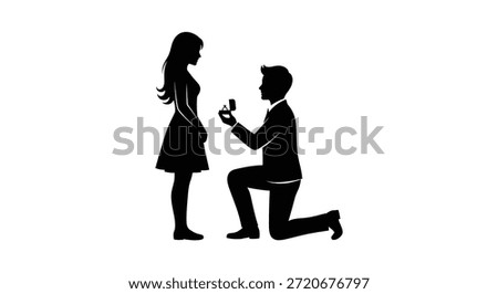 This image depicts a tender proposal moment, beautifully rendered in a striking silhouette style.