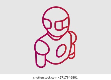 Esta Imagen representa la parte superior del torso y la cabeza de un robot humanoide o androide. Cuenta con un diseño elegante y futurista con una cabeza en forma de visera y un núcleo circular en el pecho.