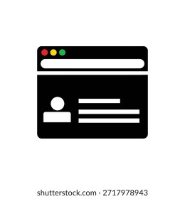 Esta imagem representa uma interface de perfil de usuário. Ele inclui um ícone de usuário, uma imagem de perfil em branco e vários campos de texto prováveis para informações pessoais. A interface é minimalista com um fundo escuro e elementos brancos.