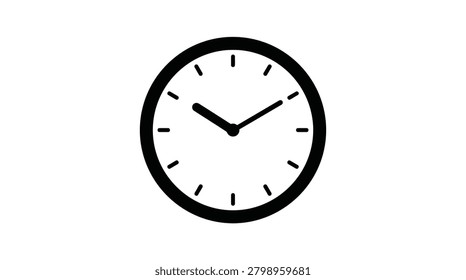 This image depicts a wall clock with hour and minute hands presented as a black silhouette against a white background.