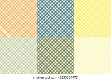 
This image is a digital design template showcasing 6 editable checkered patterns with a rustic or earthy aesthetic. The patterns are arranged in a grid with distinct color variations, including shade