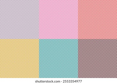 
This image is a digital design template showcasing 6 editable checkered patterns with a rustic or earthy aesthetic. The patterns are arranged in a grid with distinct color variations, including shade