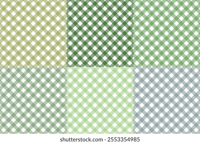 
This image is a digital design template showcasing 6 editable checkered patterns with a rustic or earthy aesthetic. The patterns are arranged in a grid with distinct color variations, including shade