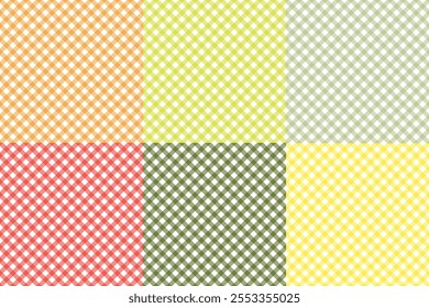 
This image is a digital design template showcasing 6 editable checkered patterns with a rustic or earthy aesthetic. The patterns are arranged in a grid with distinct color variations, including shade