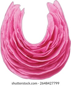 This image is a digital painting of a pink rose, styled to appear as a letter "U" shaped necklace or collar, with soft, flowing petals and a watercolor-like texture.