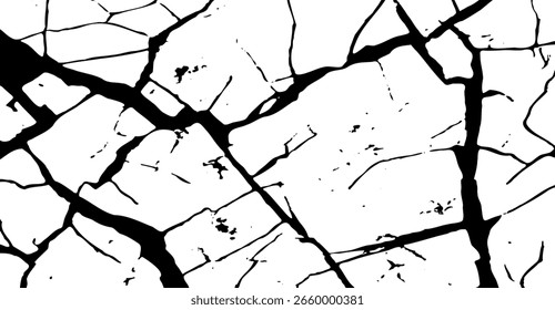 This image displays an abstract pattern of thick and thin black lines intersecting across a white background, creating an effect similar to fractured surface texture or branching elements.