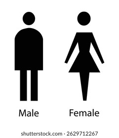 This image displays basic black silhouette icons representing male and female genders.  The icons are simple and clearly labeled.