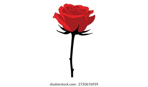 Esta Imagen muestra una hermosa rosa roja, representada en un estilo de silueta audaz y distintivo.