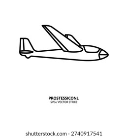 This image displays a black-and-white line drawing of a Prostessiconl glider aircraft. The drawing highlights the glider's sleek design with a high-wing configuration, T-tail, and streamlined fuselage. The aircraft is labeled with its name and production years, indicating it was manufactured between 1957 and 1959. The minimalist style emphasizes the clean lines and aerodynamic structure typical of glider aircraft from that era.