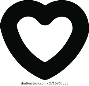 This image displays a bold, black heart shape featuring a smaller, white heart cut out from its center. It’s a clean and modern representation of love and affection. high-quality professional