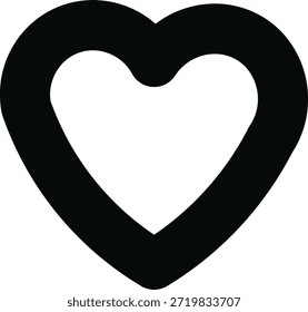 Esta Imagen muestra una audaz forma de corazón negro contra un fondo blanco limpio. El diseño es minimalista, enfatizando el símbolo universalmente reconocido de amor y afecto. Es una ilustración simple y directa.