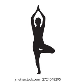 Dieses Bild zeigt eine fesselnde Yoga-Pose in einem unverwechselbaren Silhouettenstil.