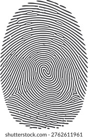 This image displays a clear and detailed fingerprint featuring a loop pattern with concentric ridges. Fingerprints are unique to each individual and are used widely in forensic science, law enforcement, and biometric identification systems. The ridges and valleys create a distinct pattern that remains consistent throughout a person's life, making them valuable for personal identification and security purposes. The central whorl and surrounding loops are typical characteristics analyzed in fingerprint analysis for matching and verification processes.