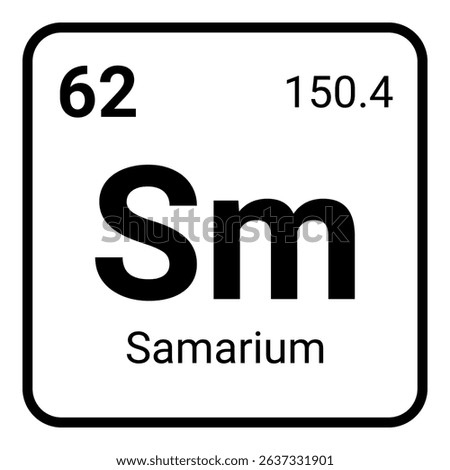 This image displays the detailed element cell for samarium (Sm) from the periodic table, showing its atomic number 62 and atomic mass 150.4