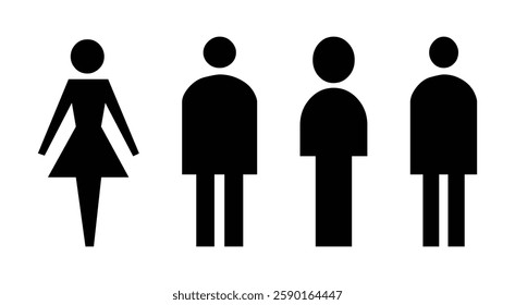 This image displays four basic silhouette icons, two representing women and two representing men, in a clean, minimalist style.