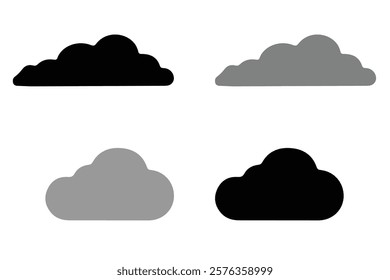 This image displays four simple, stylized cloud icons in grayscale.