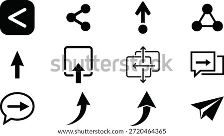 This image displays a grid of twelve black and white icons, each symbolizing a distinct action or directional concept.