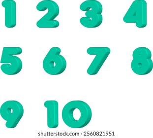 This image displays numbers from 1 to 10 in 3D style with bright green colors