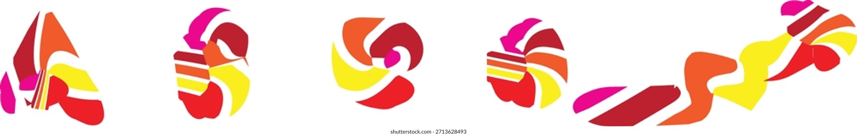 Esta Imagen muestra una serie de Formas florales abstractas, pintadas en una paleta de colores llamativos de rojos, naranjas y amarillos. El diseño evoca una sensación de movimiento y energía. profesional de alta calidad detallado moderno