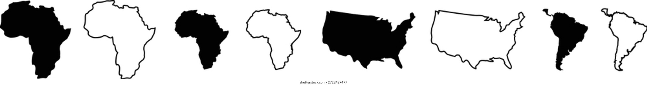Esta Imagen muestra una serie de formas abstractas presentadas en un estilo de silueta audaz.