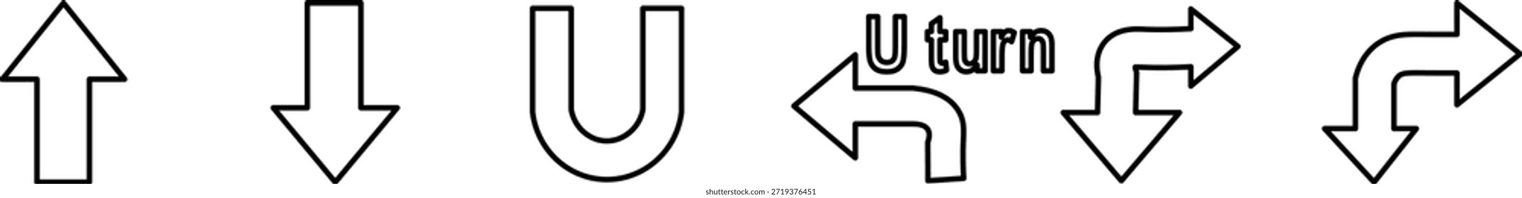 Esta Imagen muestra una serie de flechas negras, ilustrando varias direcciones y maniobras. El estilo distintivo de la silueta enfatiza las Formas, proporcionando una guía visual clara para los giros y los movimientos.