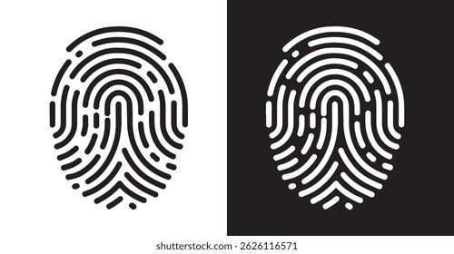 This image displays a simple, stylized fingerprint graphic in black and white.