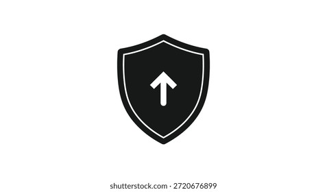 Dieses Bild zeigt ein schlankes, schwarzes Schild mit einem weißen Pfeil, der durch seinen klaren Silhouettenstil definiert ist.