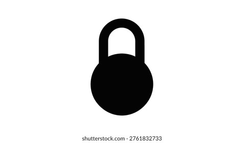 This image displays a stark black kettlebell silhouette against a white background, symbolizing strength training and physical fitness. It’s a simple, iconic representation.