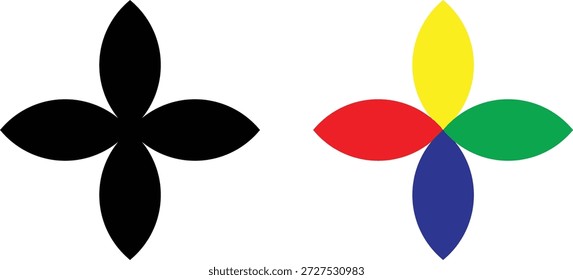 Esta Imagen muestra una sorprendente imagen de un colorido arreglo floral junto a su contraparte oscura, una silueta negra distintiva. La composición muestra la interacción de tonos vibrantes y una forma clara y definida, creando una estética cautivadora. profesional de alta calidad detallado