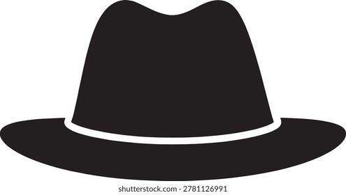 This image displays a stylish black fedora hat featuring a wide, flat brim and a distinctive crease running down the center of the crown. The hat appears to be made from a smooth, possibly felt material, giving it a sleek and sophisticated look. Such hats are often associated with formal wear, fashion, and a touch of vintage charm.