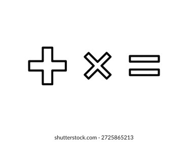 Esta imagem mostra três símbolos matemáticos fundamentais: adição, multiplicação e igualdade.