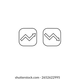 This image displays two simple line art icons representing a rising and falling trend.