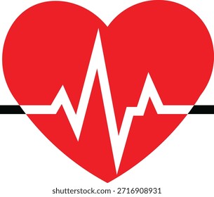 Esta Imagen muestra una vibrante forma de corazón rojo que integra a la perfección una línea blanca de electrocardiograma. Representa el ritmo vital de la vida, comúnmente utilizado en contextos médicos. profesional de alta calidad detallado