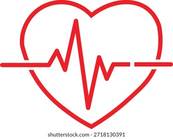 Esta Imagen muestra una vibrante forma de corazón rojo, perfectamente integrada con una línea de electrocardiograma. Representa visualmente los conceptos básicos de salud, vida y bienestar cardíaco. profesional de alta calidad detallado moderno