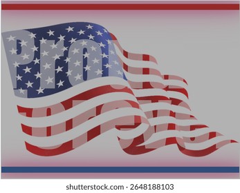Esta imagem mostra uma bandeira americana acenando com a palavra "PROUD FOREVER" sutilmente integrada em seu design como uma marca d'água. 
