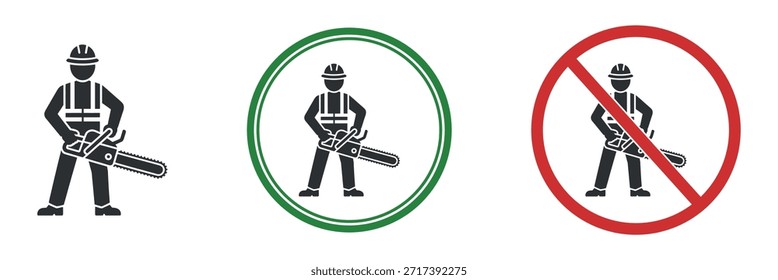 Esta Imagen muestra la silueta de un trabajador dentro de tres símbolos distintos, una marca de verificación, un círculo y un signo de prohibición que ilustra los lineamientos de seguridad