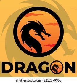 This image of a dragon in a circle of twilight sun can be used for a company or gamer logo and can also be used as wallpaper.